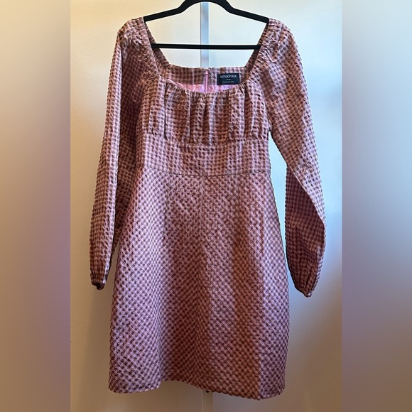 NWT MINKPINK Audie Gingham Mini Dress Sz Medium (US 6) Long Sleeve - Picture 6 of 12